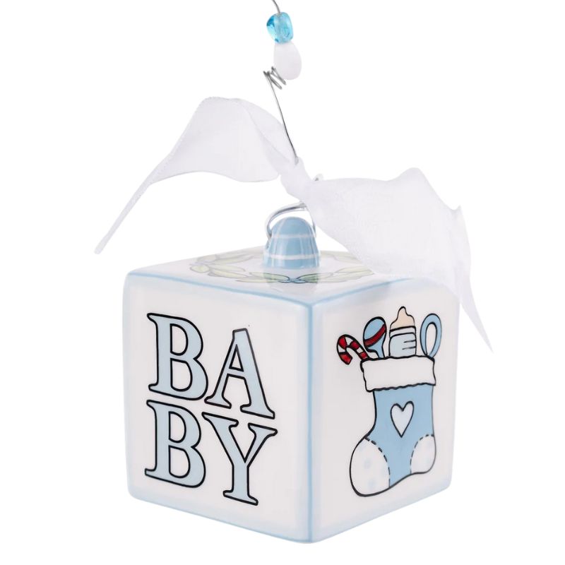 Blue Baby's 1st Christmas Block Ornament